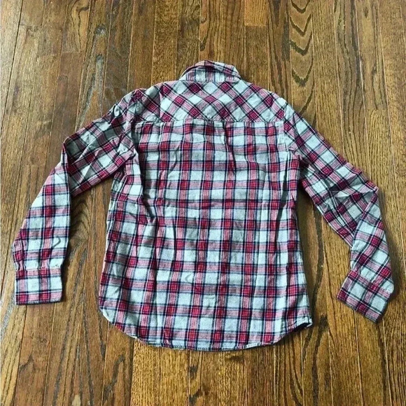 J.Crew Women’s 2 Boy-Fit Gray Tartan Plaid Button-Down Flannel Shirt - VGUC! - Picture 9 of 9